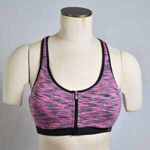 VSX Sport Bra Zipper Front - Black and Pink - Size 36B